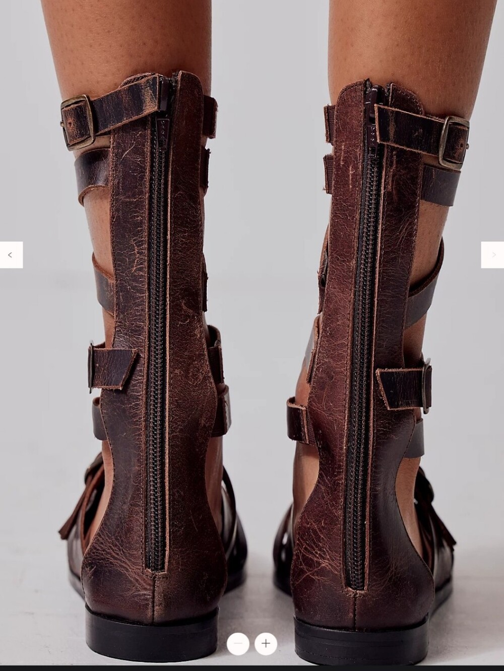 Free People Vanadia Gladiator Sandals Distressed Brown Leather Size 9 - Picture 3 of 11